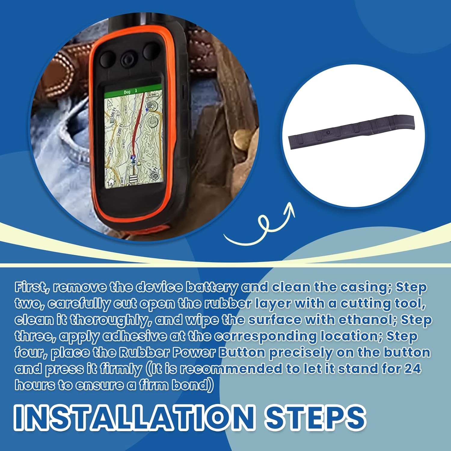 1Pcs Rubber Power Button GP03330 Fits Garmin Alpha 100;Atemos 100 (waterproof)