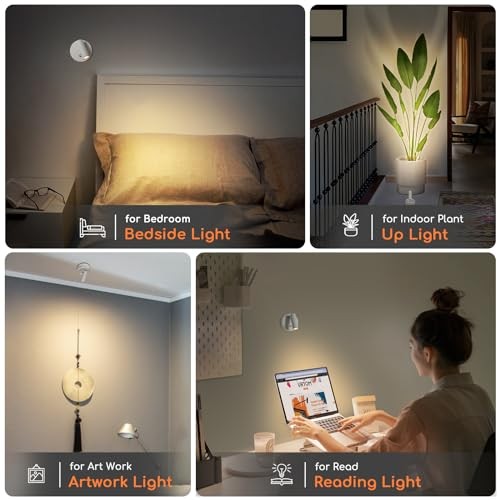 URTOM Wireless LED Spotlight Indoor with Remote Up Lights 1 Pack, White