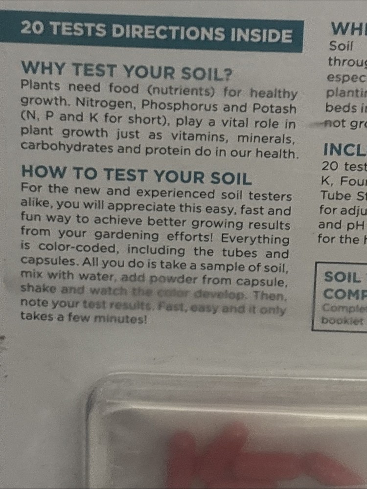 Soil Testing Kit-20 Tests-pH, Nitrogen, Phosphorus, & Potassium-Incl. Tube Rack