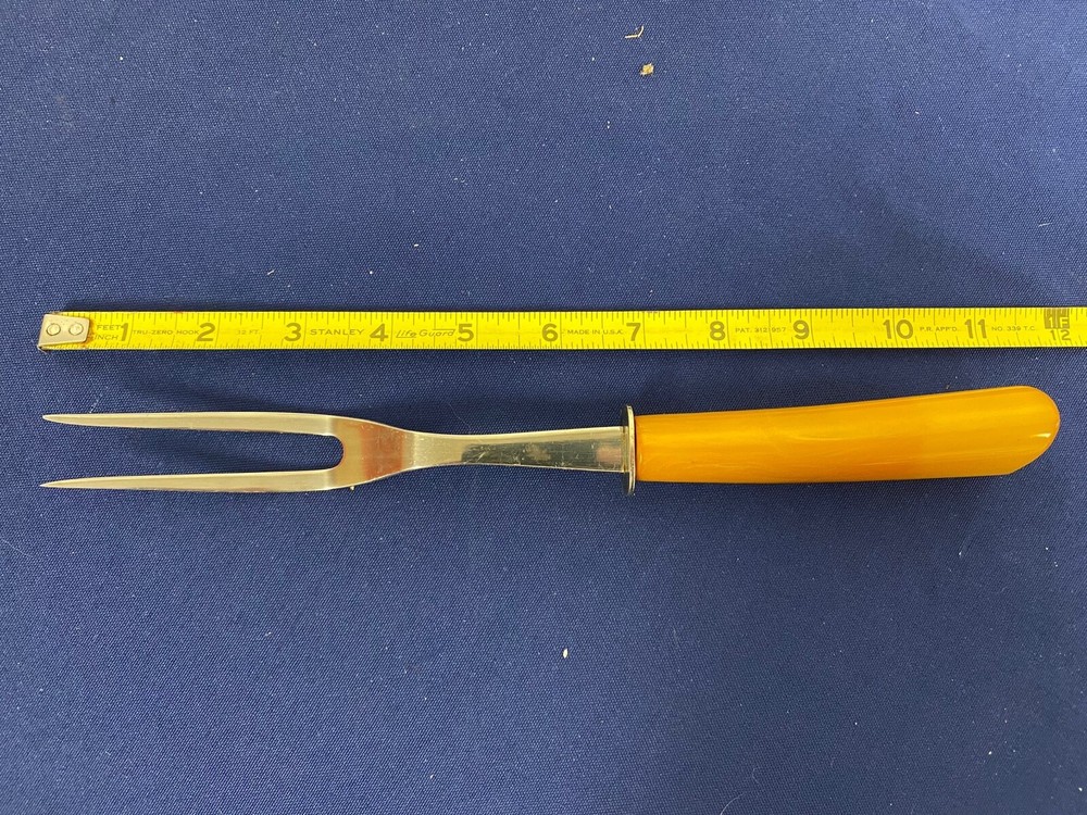 MCM Marbled Butterscotch Bakelite Two Pronged Fork A4 -164