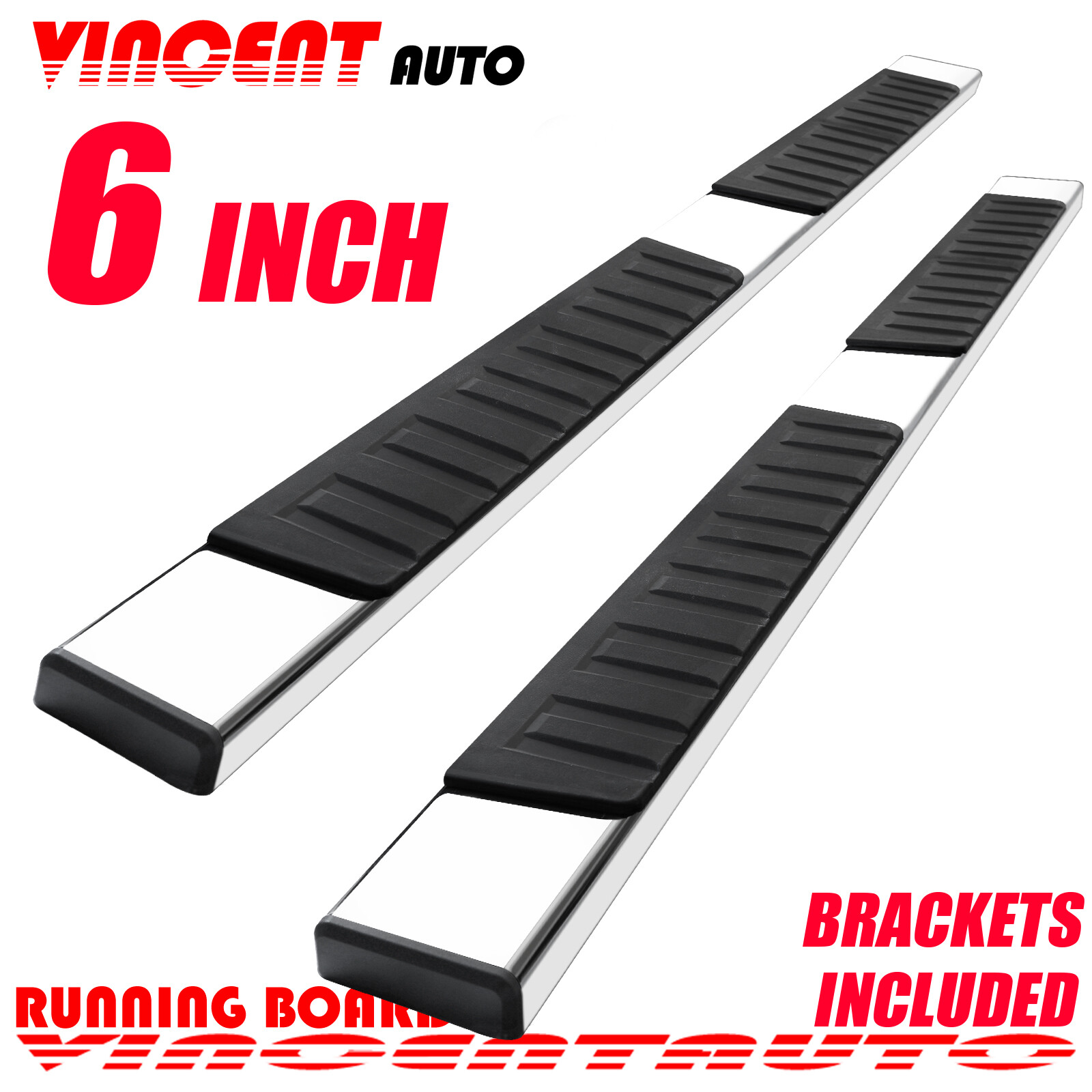 For 2009-2014 Ford F150 Super Crew Cab 6" Running Board Side Step Nerf Bar S/S H