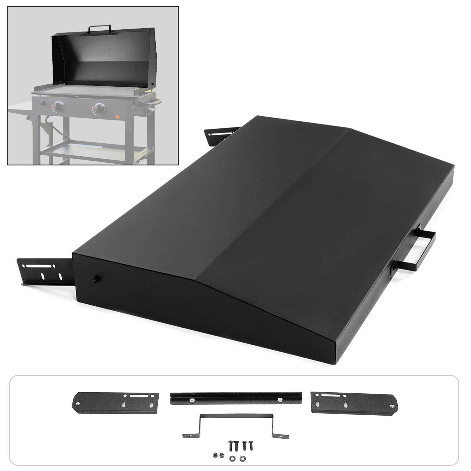 Hinged Lid Cover For Blackstone Griddle 28" with Rear Grease Collection Black