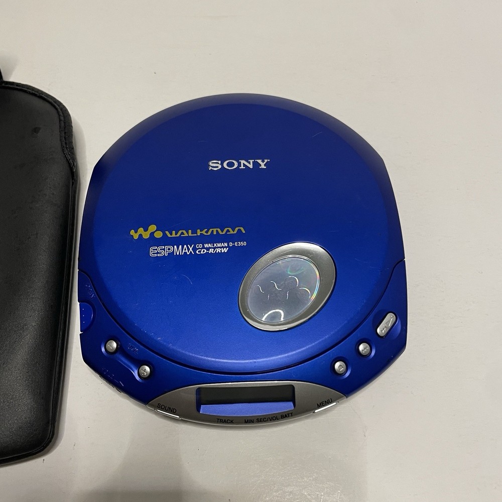 Sony Walkman D-E350 ESP Max Blue Portable CD Player Bundle Case [30]