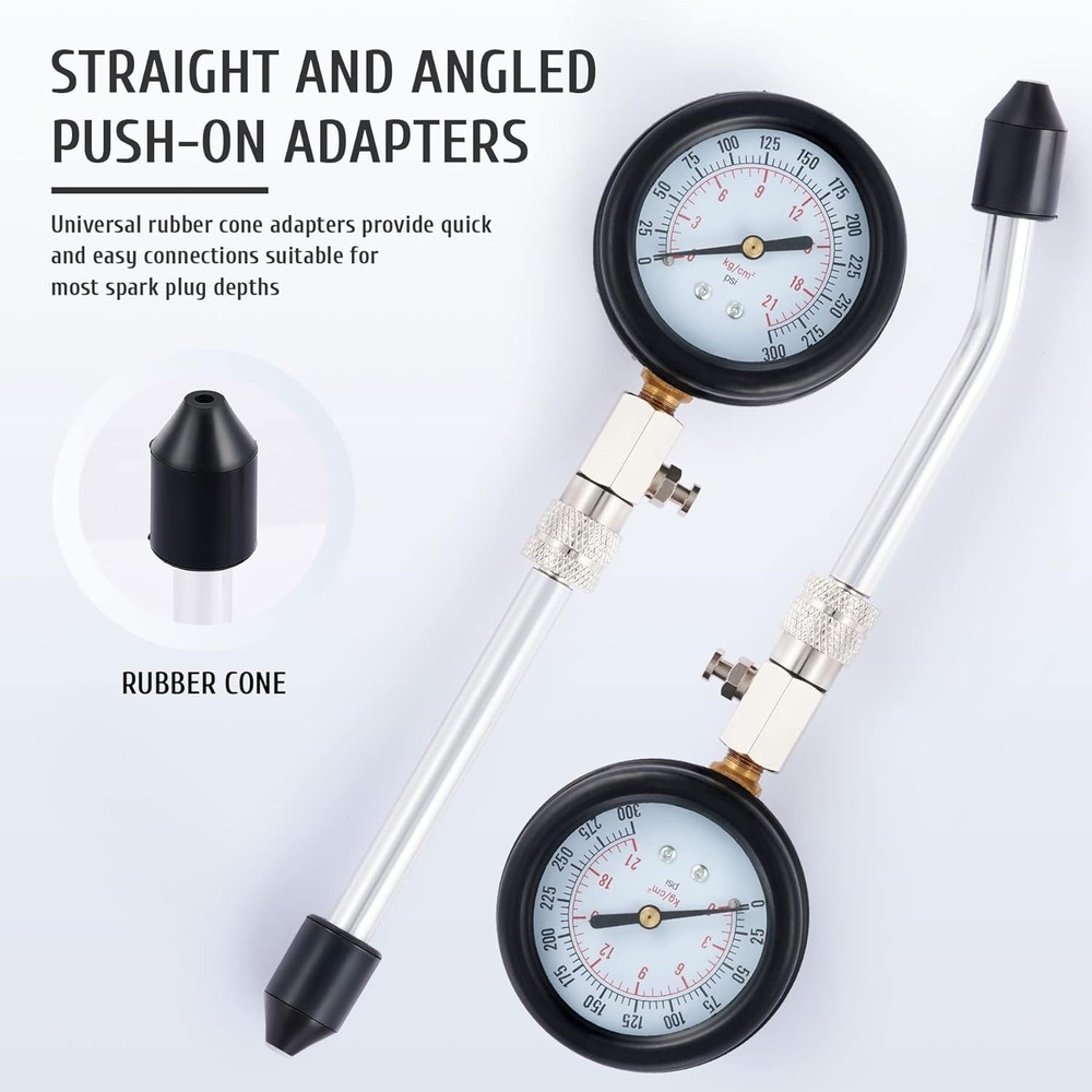 Engine Cylinder Compression Gauge Tester Kit Gas Engine Diagnostic Testing Tool.
