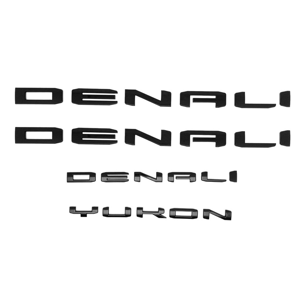 For Yukon Yukon XL 21-23 Door Rear Fit Denali Yukon Emblem Letters Gloss Black