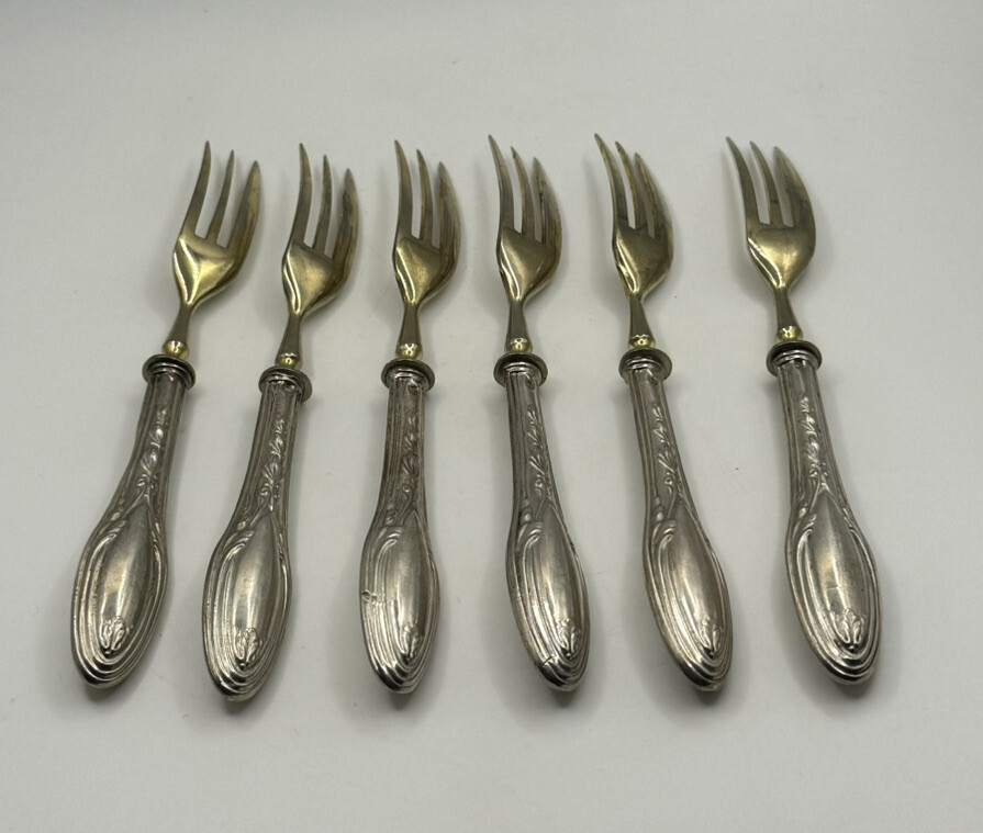 6 x Sterling Silver Handled Cocktail Desert Forks