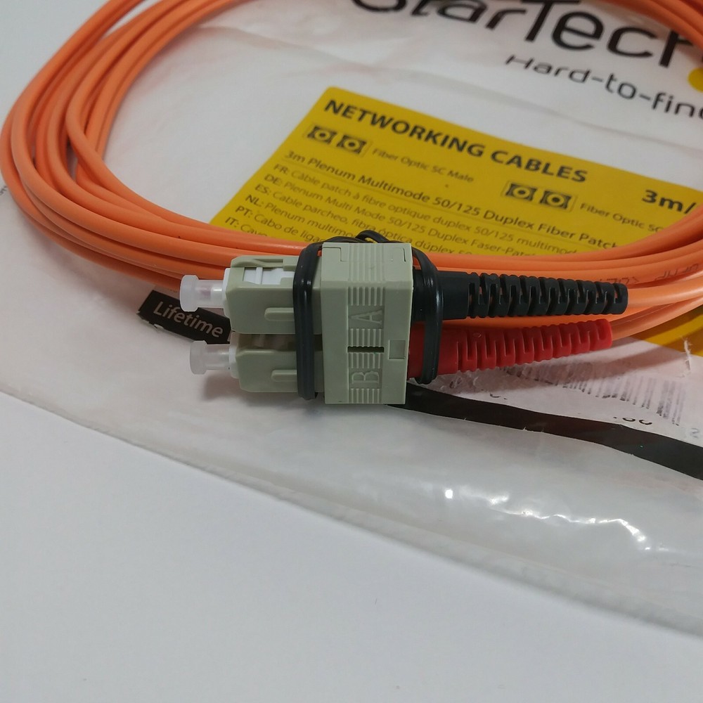StarTech 3M Plenum Multimode 50/125 Duplex Fiber Patch Cable SC-SC 50FIBPSCSC3