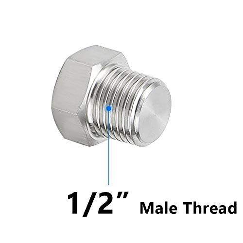 1/2" NPT Male Outer Hex Head Thread Plug Pipe Fitting, 304 1/2"(3pcs)