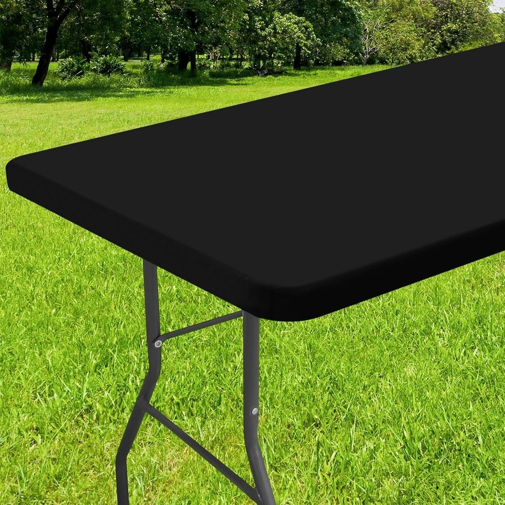 Rectangle Tablecloth, Elastic Fitted Flannel Backed Vinyl Tablecloths for 6ft...