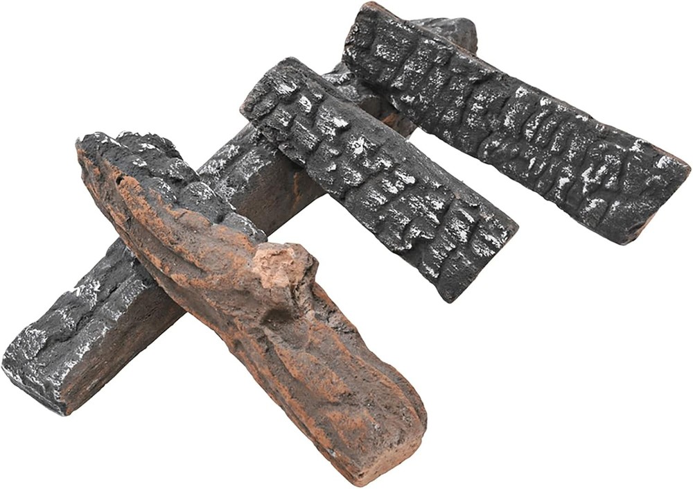 Gas Fireplace Logs - 4 Small Ceramic Logs and Accessories