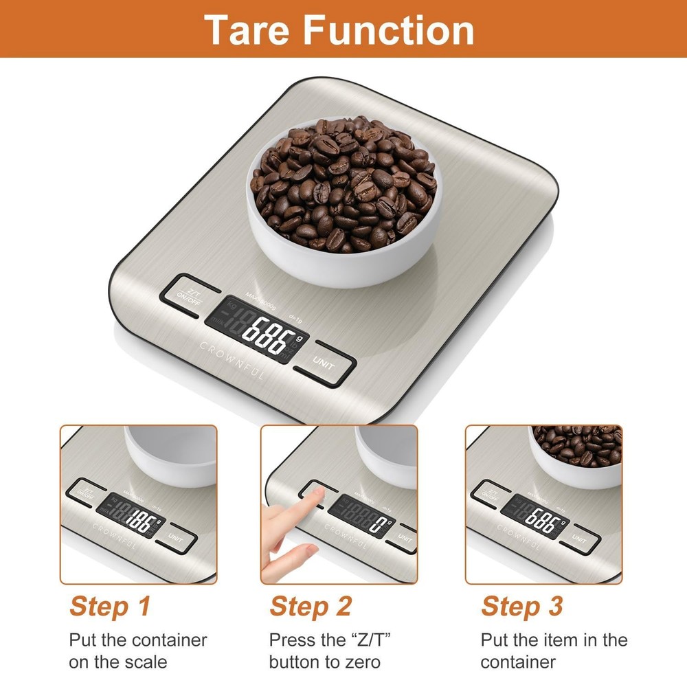 Compact 11 lb Kitchen Scale with Multi-Unit Functionality & Auto-Off Feature