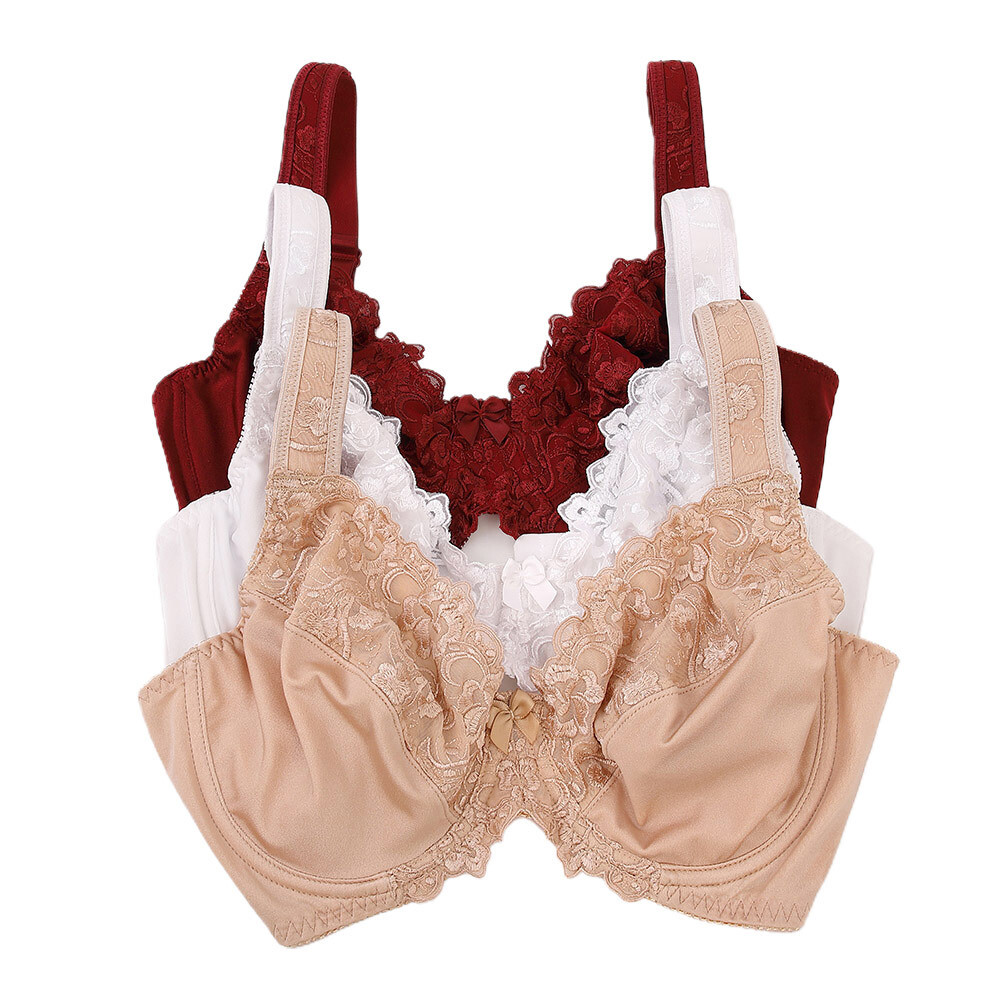 Plus Size Bra with Underwire Woman's Full Coverage Lace Bra Unlined Non Padded