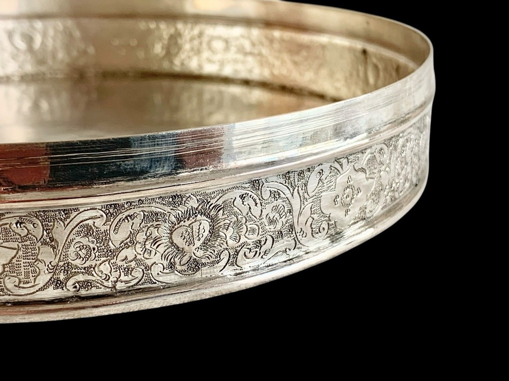 Antique Islamic Perisan Solid Silver 84 Box Engraved Galamzani Signed