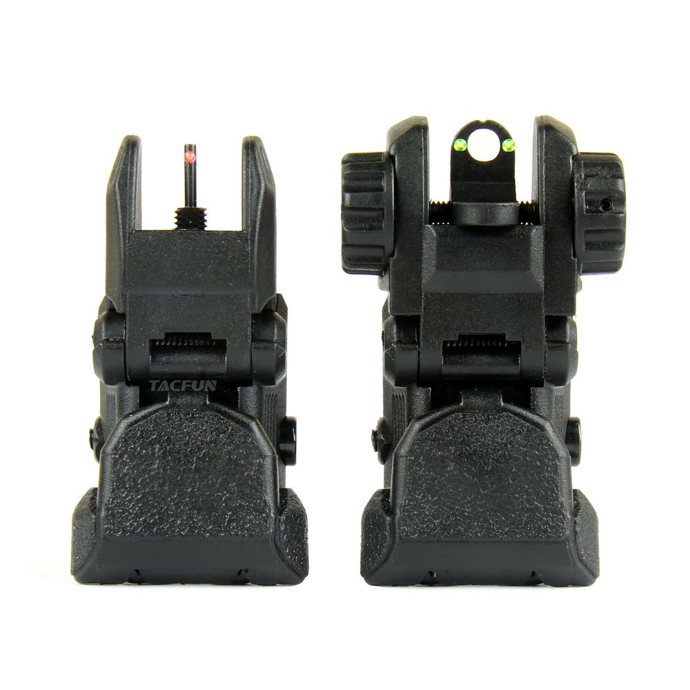 Fiber Optic Polymer Flip Up Folding Auto Deploy Front & Rear BUIS Back Up Sight
