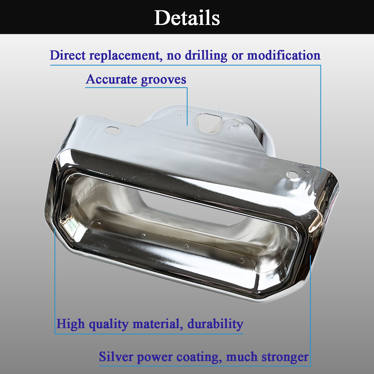 Pair Exhaust Tips Bezels for Chevy Silverado GMC Sierra 1500 2019-2024 Silver