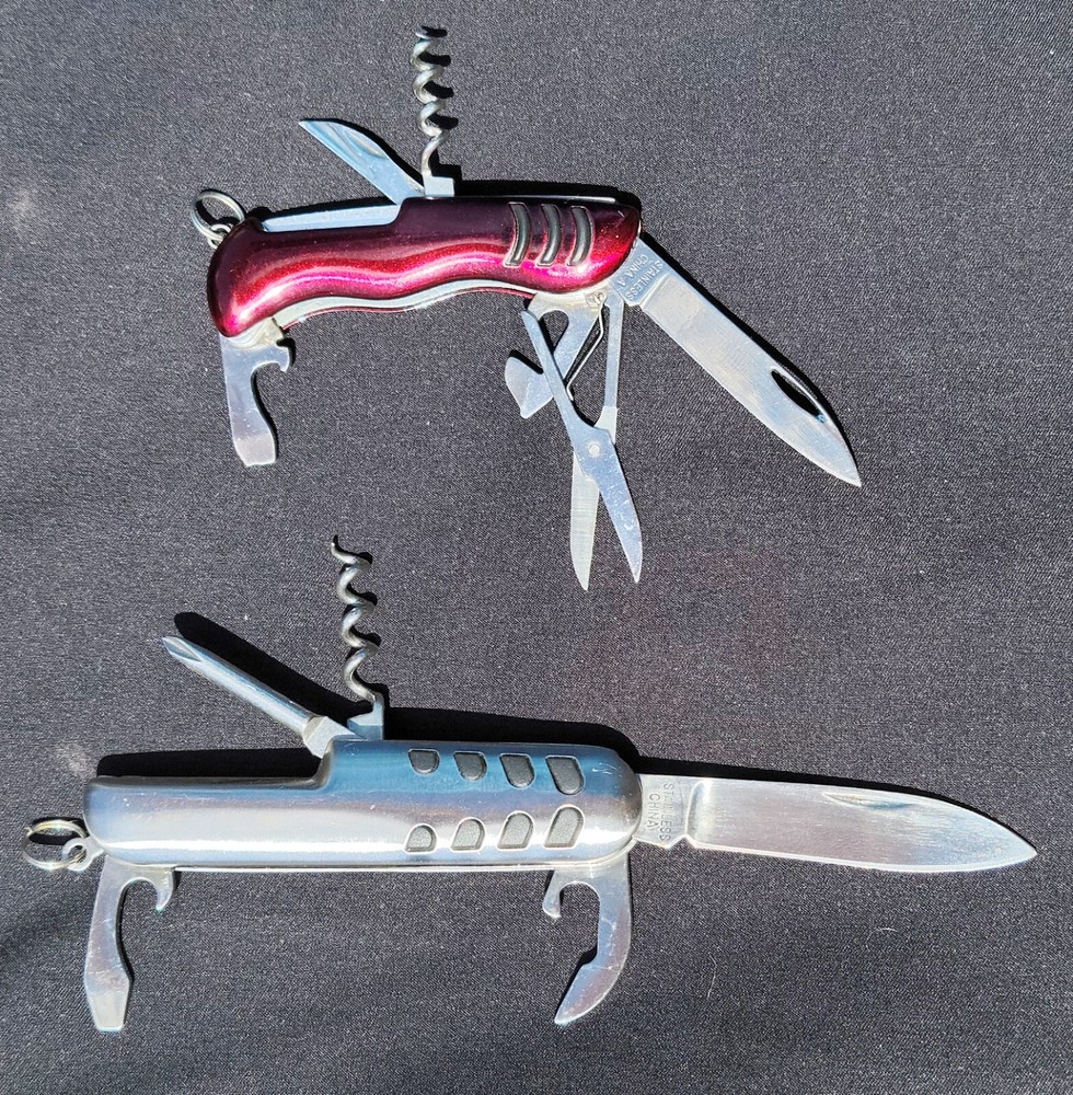 32 Every Day Carry Multi Function Pocket Knives, 10 Silver/22 Red