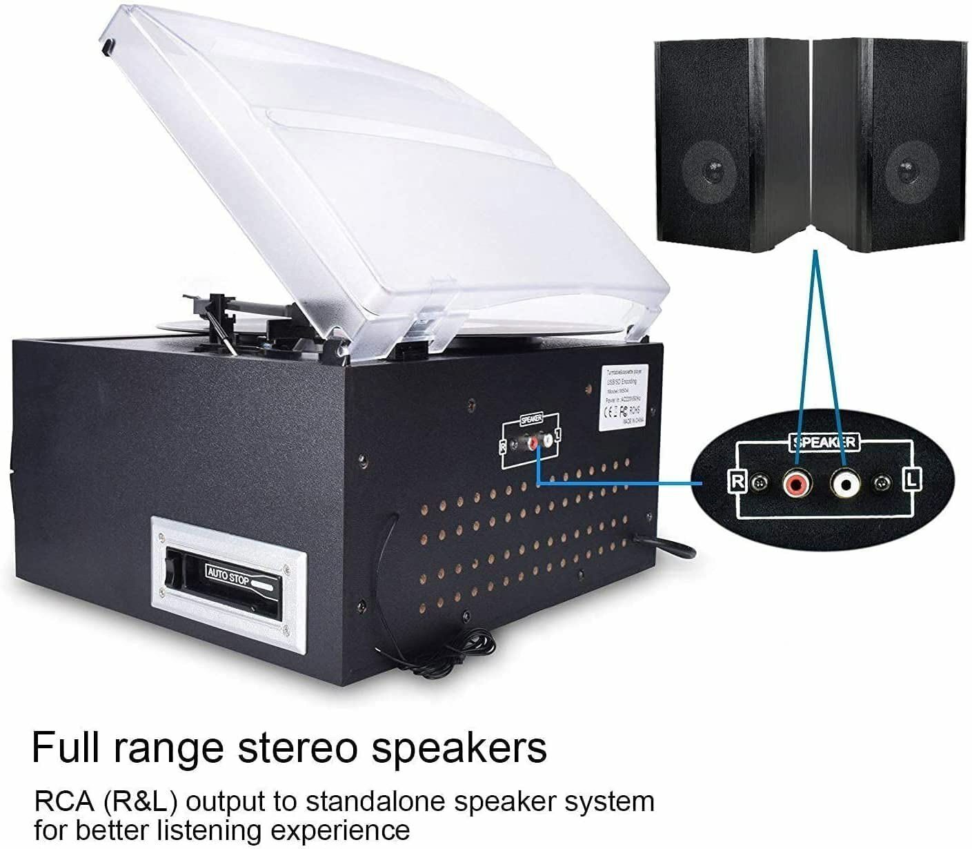 Bluetooth Record Player Turntable with Stereo Speaker, LP Vinyl to MP3 Converter