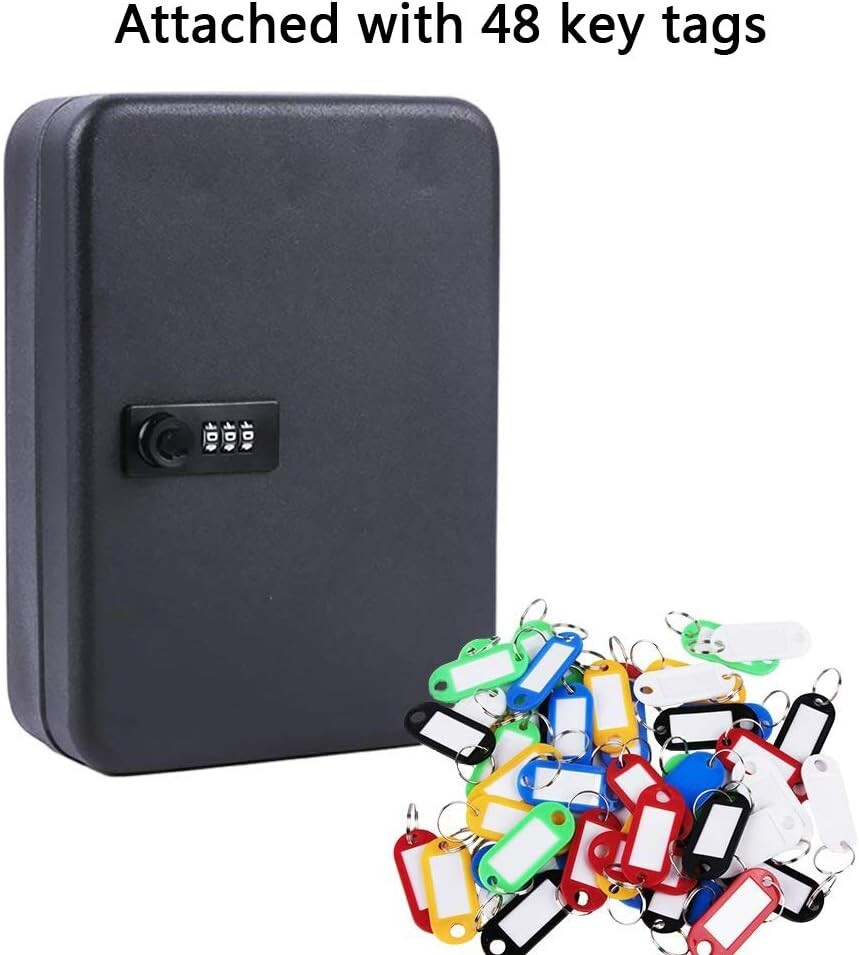 Efficient Wall Mount Key Cabinet - 48 Hooks, Stylish Design, Locking Mechanism
