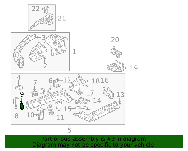 Genuine GM Driver Side Front Compartment Side Rail Bracket 84752631