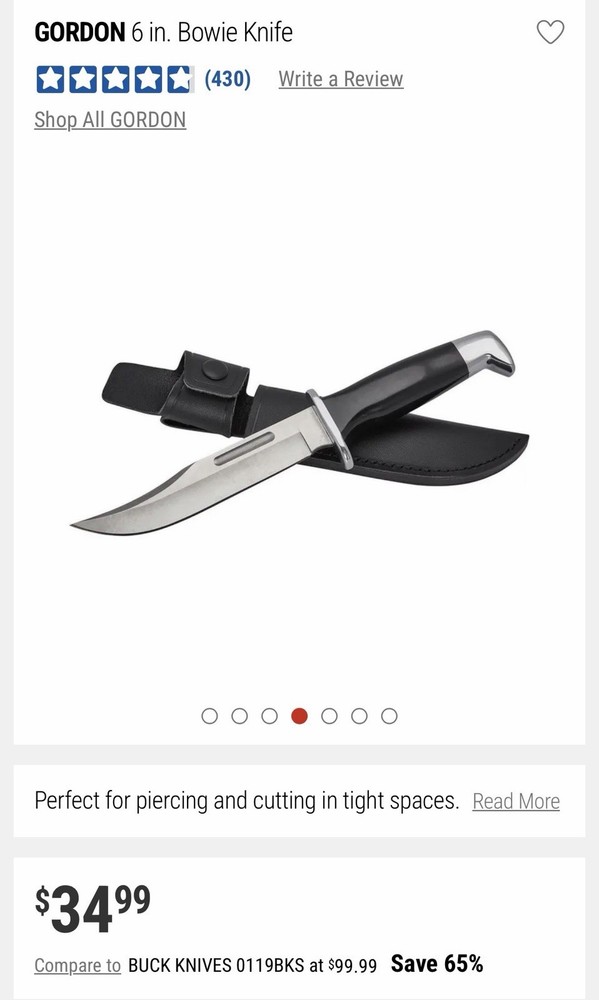 GORDON 6 in. Bowie Knife