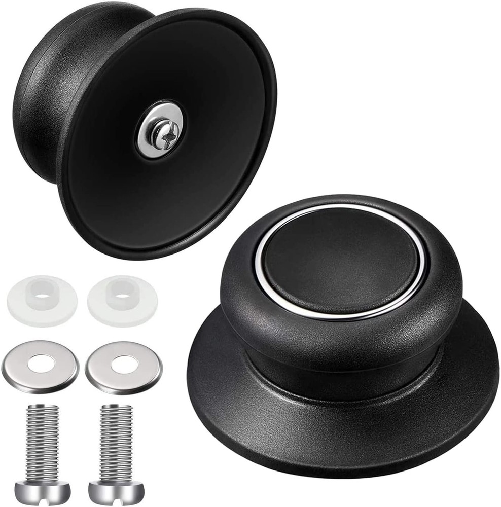 2 Pcs Universal Pot Lid Replacement Knobs - Durable Black Kitchen Handles