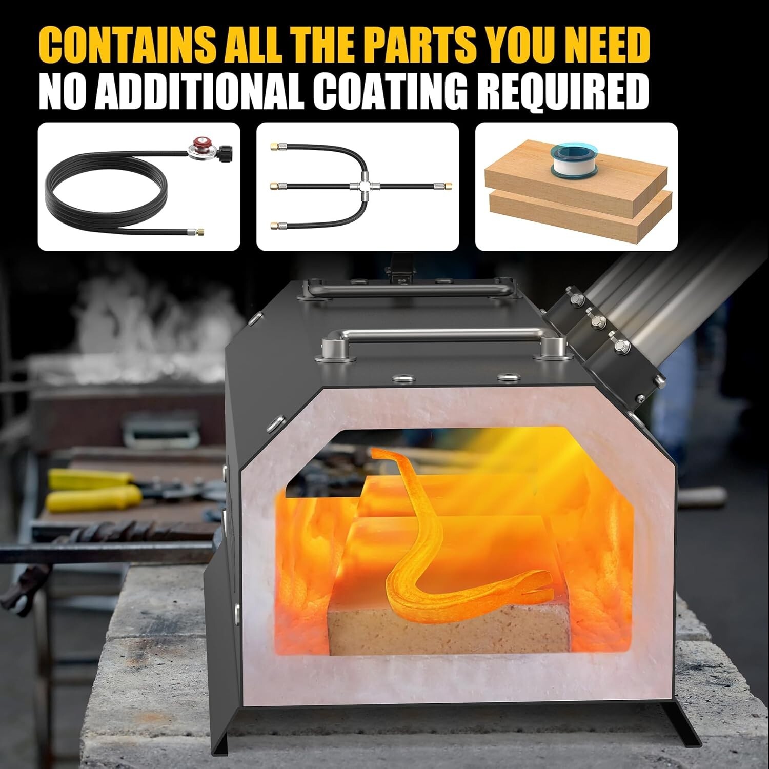 Three Burner Propane Forge for Home＆Professional, Gas Forge-Efficient Heating