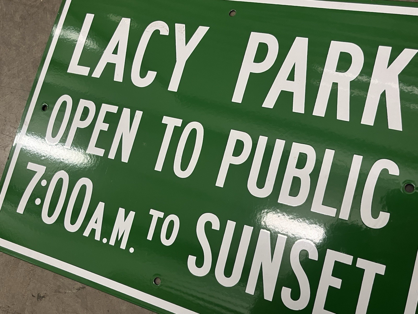 LACY PARK Porcelain sign SAN MARINO, CA BEAUTIFUL Sign!!!