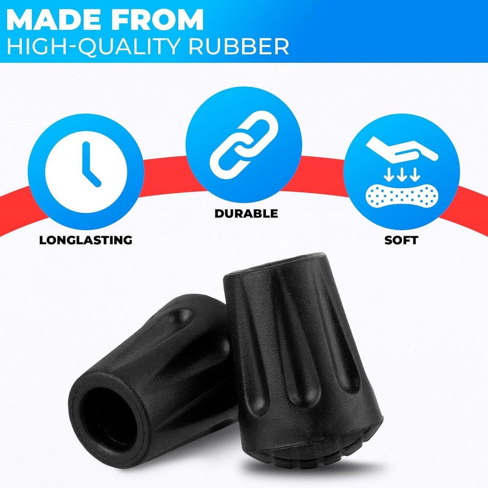 Park Ridge 6-Pack Hiking Pole Tips - Durable Rubber Replacement Tips for Trek...