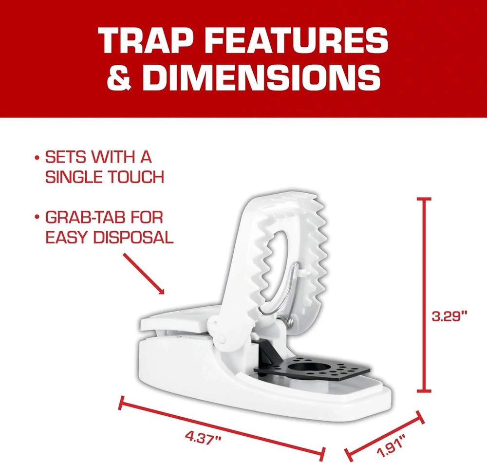 Tomcat Press 'N Set Mouse Trap for Indoor or Outdoor Use, Plastic Spring-Loaded