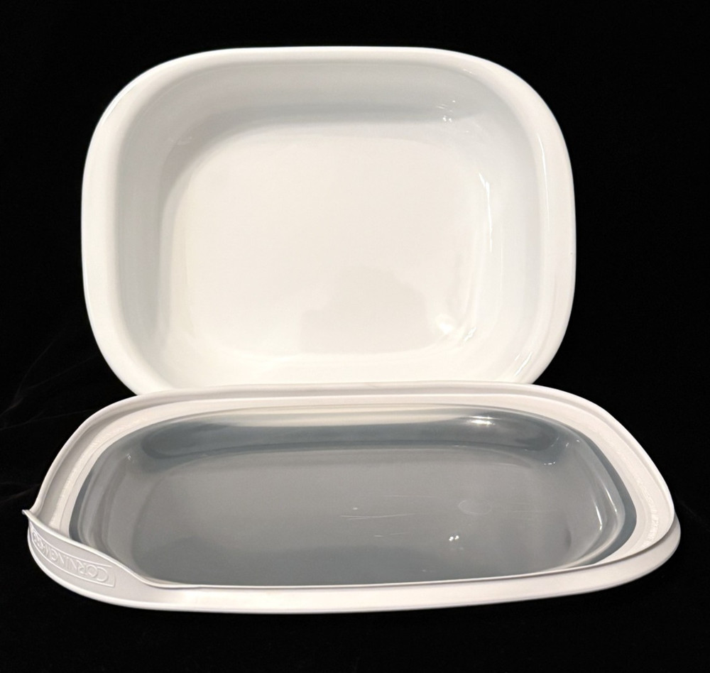 Vintage Corning Simply Lite 11" 2-Quart Rectangular Baking Dish White Glass