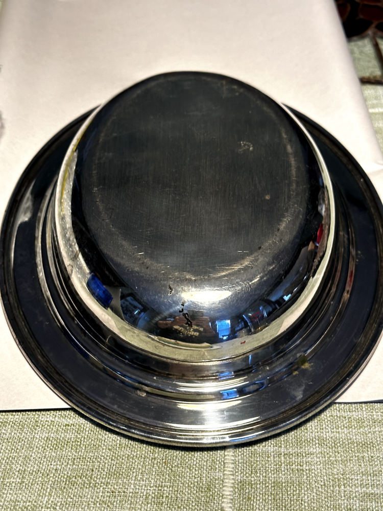 Silverplate Serving Bowl with GlasBake 558 Two-compartment Insert 11 1/2" Oval
