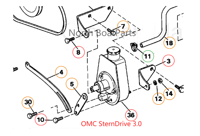 Volvo Penta 3850491 Power Steering Pump OMC 5.0 5.7 7.4 8.2 L 305 350 454 502