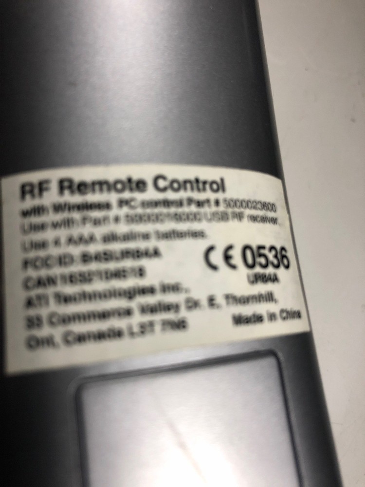 ATI Remote Wonder RF PC Multimedia Remote Control Part #5000016000