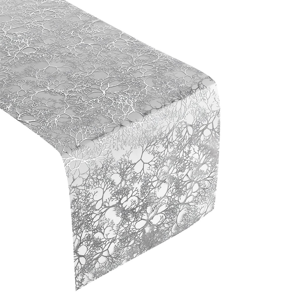 Silver Branches Polyester Table Runner 12" x 108" 12 Pieces – Elegant Decorat...