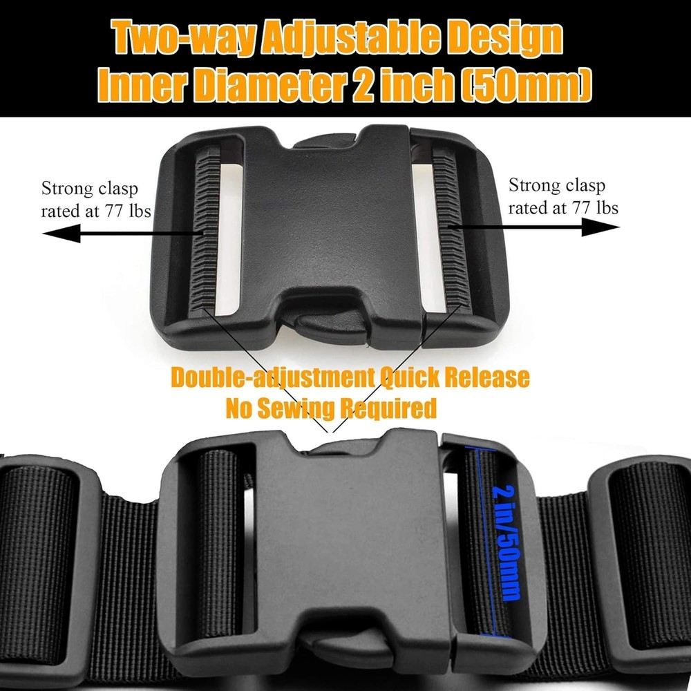Quick Release 2-Inch Plastic Buckles with Tri-Glide Clips for Versatile Use