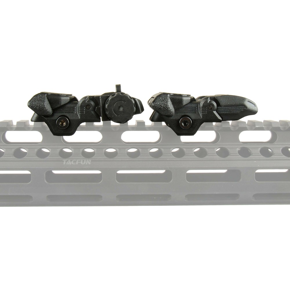 Fiber Optic Polymer Flip Up Folding Auto Deploy Front & Rear BUIS Back Up Sight