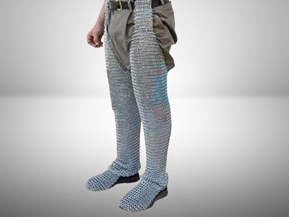 Chain mail Chausses, 10mm Flat Riveted with Solid Rings Chainmail Legging, LARP