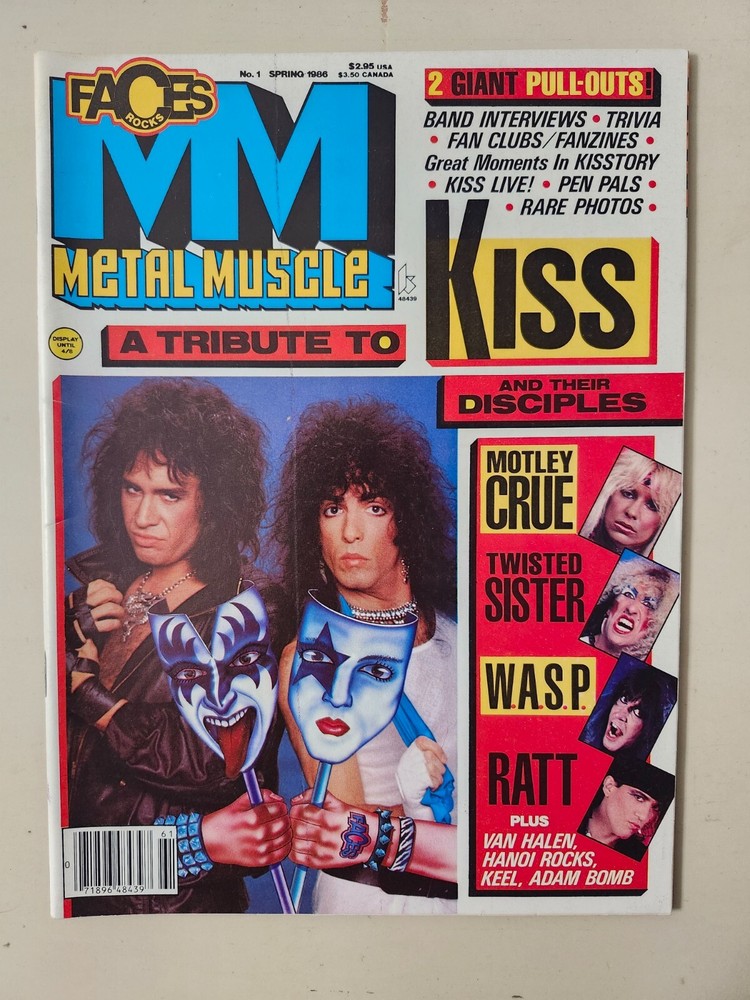 KISS RARE Vintage 1986 Metal Muscle Faces Rocks Tribute With Posters + Pull Outs