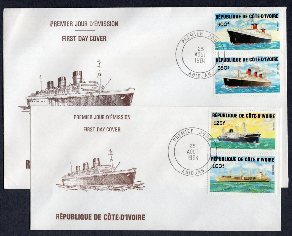 TRANSPORTATION SHIPS 1984 IVORY COAST 2 FDC