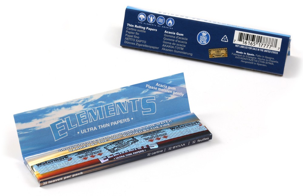 4 boxes Elements King Size Slim Ultra Thin rice rolling paper - Box/50