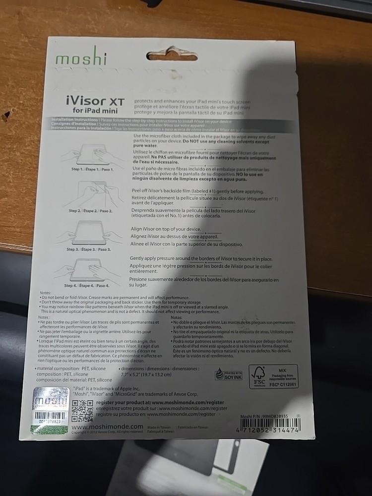 Moshi iVisor XT Crystal Clear Screen Protector for iPad Mini Black
