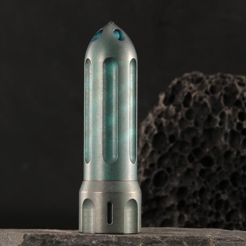 EDC Titanium Pill Case Holder Container Organizer Keychain Pendant Rocket Shape
