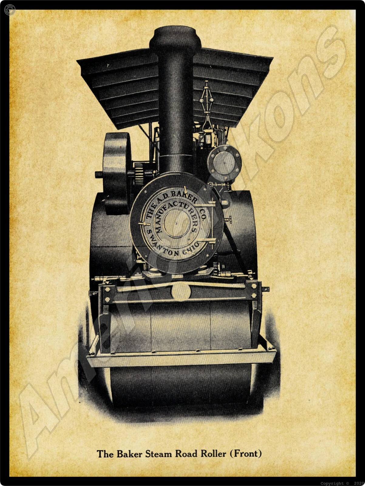 A. D. Baker New Metal Sign: Steam Road Roller - Swanton, Ohio - Front End Friday