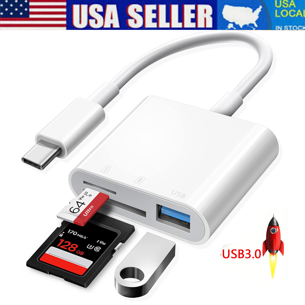 3 in 1 USB C OTG Adapter SD/TF Memory Card Reader for iPhone15 Pro/iPad/Samsung✅