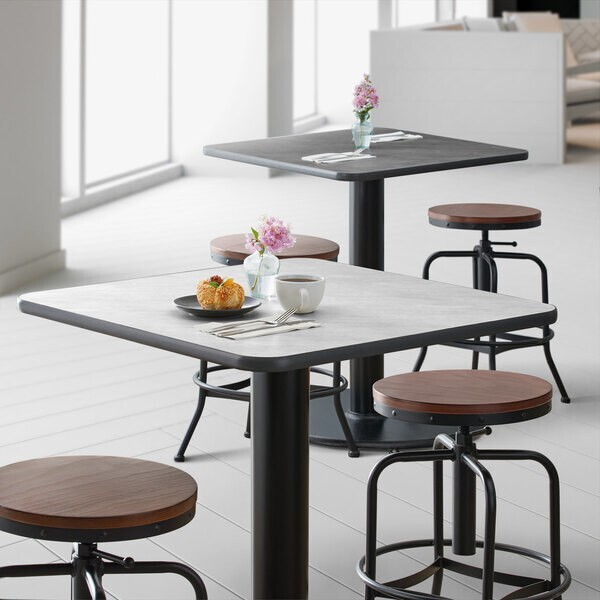 36'' Square Restaurant Table Top with Gray Slate Laminate Top Finish