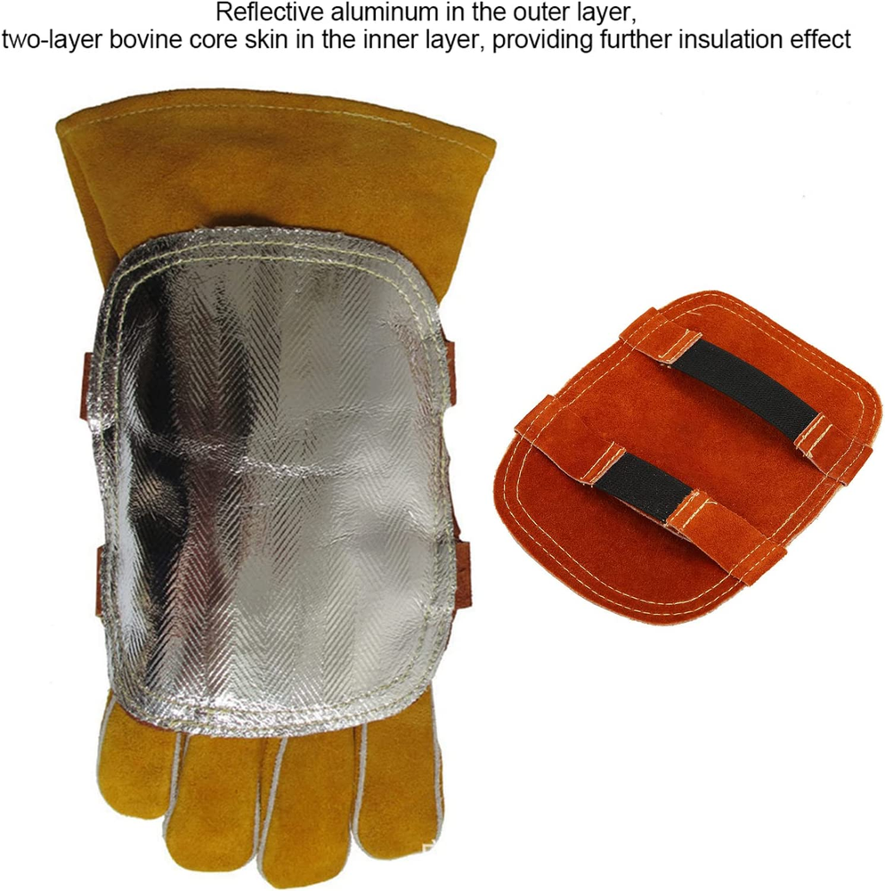 Hand Heat Shield, Welding Hand Pad, Split Cowhide Leather Aluminized Back Weldin