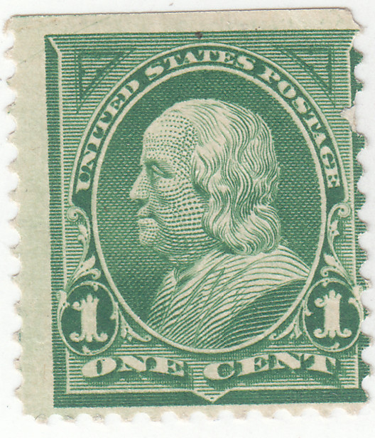 Scott #279 - 1c Deep Green - Franklin -  Mint Hinged