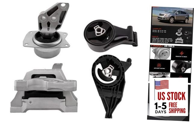 Engine Motor & Trans Mount kit Compatible with Cadillac SRX 2010-2011 SRX 3.0L