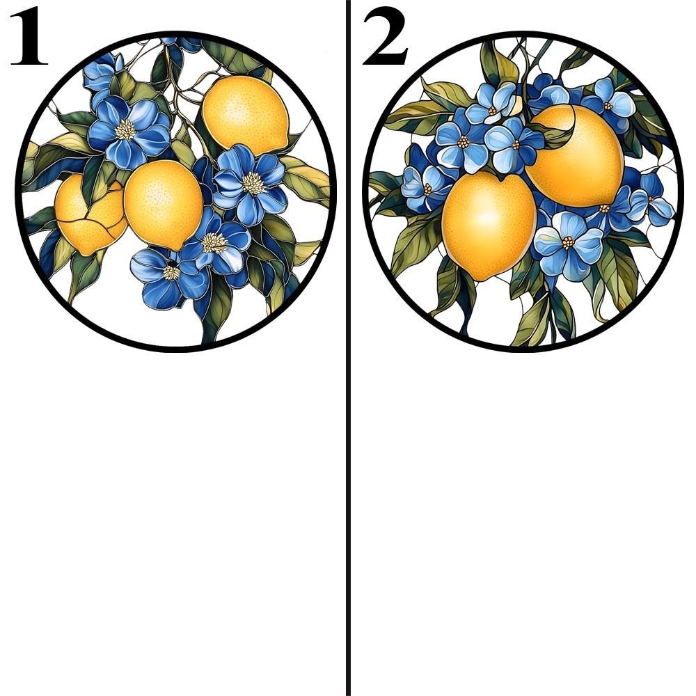 Lemon Stained Glass Suncatcher, Fruit Kitchen Window Hanging Decor