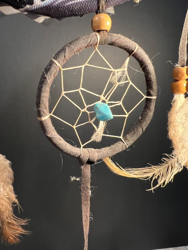Wolf Theme Webbed Dream Catcher - Small Size - Preowned Native American